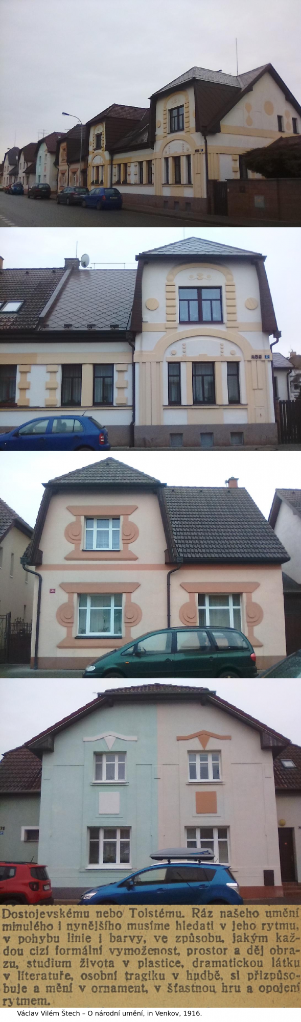 Rondokubistické dvojdomy v ulici Prokopa Holého
