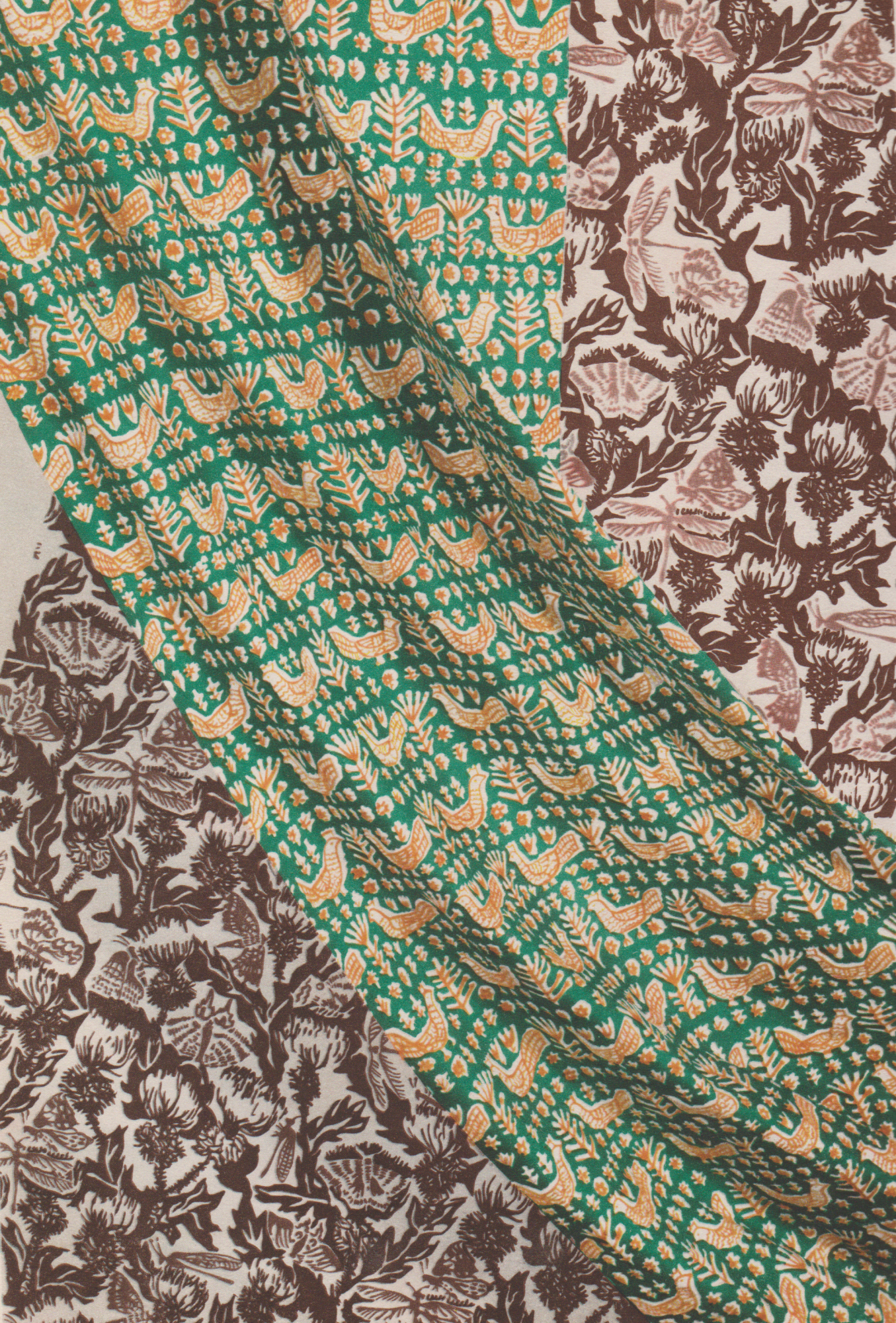 Ukázky ručně potištěných textilií 